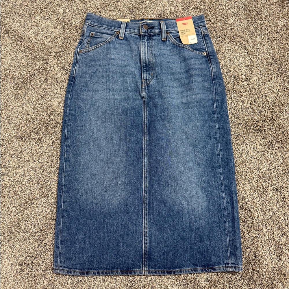 Levi's Medium Blue Denim Skirt with Contrast Stitching